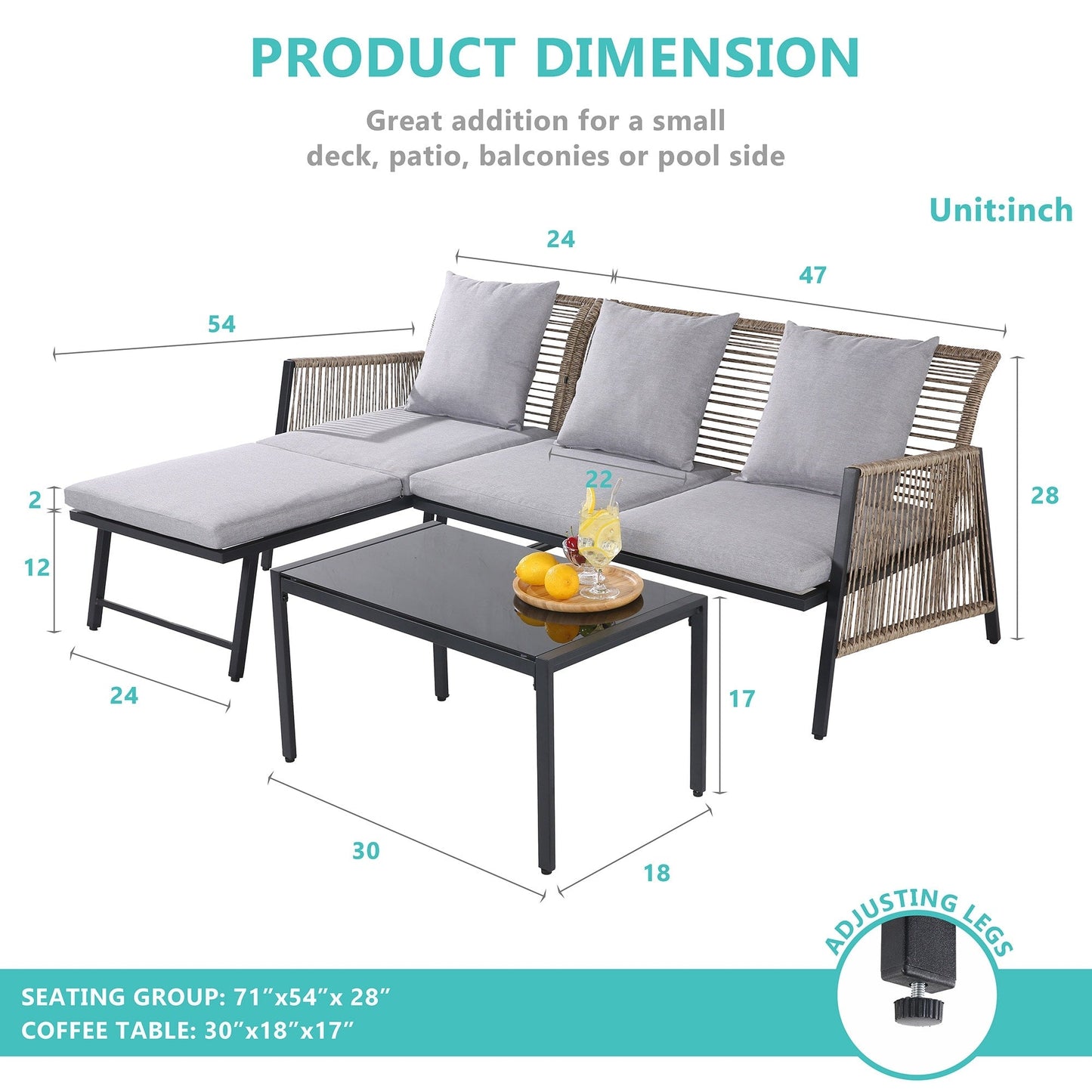 Set di mobili da giardino - Divano componibile da esterno in vimini e rattan, set da conversazione per tutte le stagioni, con morbidi cuscini