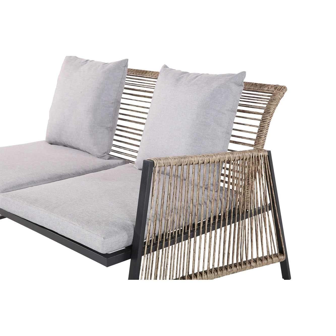 Set di mobili da giardino - Divano componibile da esterno in vimini e rattan, set da conversazione per tutte le stagioni, con morbidi cuscini