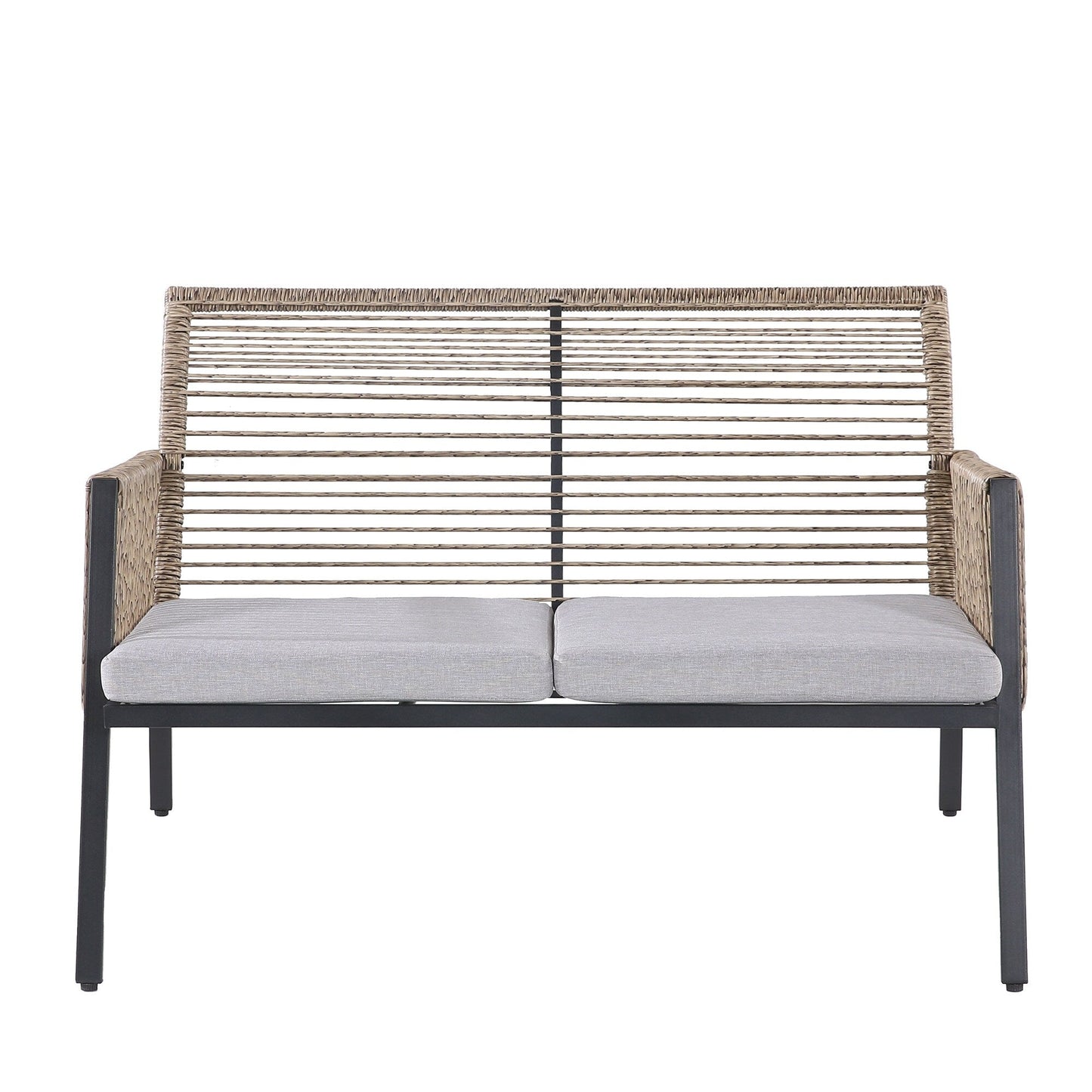 Set di mobili da giardino - Divano componibile da esterno in vimini e rattan, set da conversazione per tutte le stagioni, con morbidi cuscini