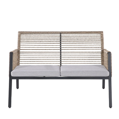 Set di mobili da giardino - Divano componibile da esterno in vimini e rattan, set da conversazione per tutte le stagioni, con morbidi cuscini