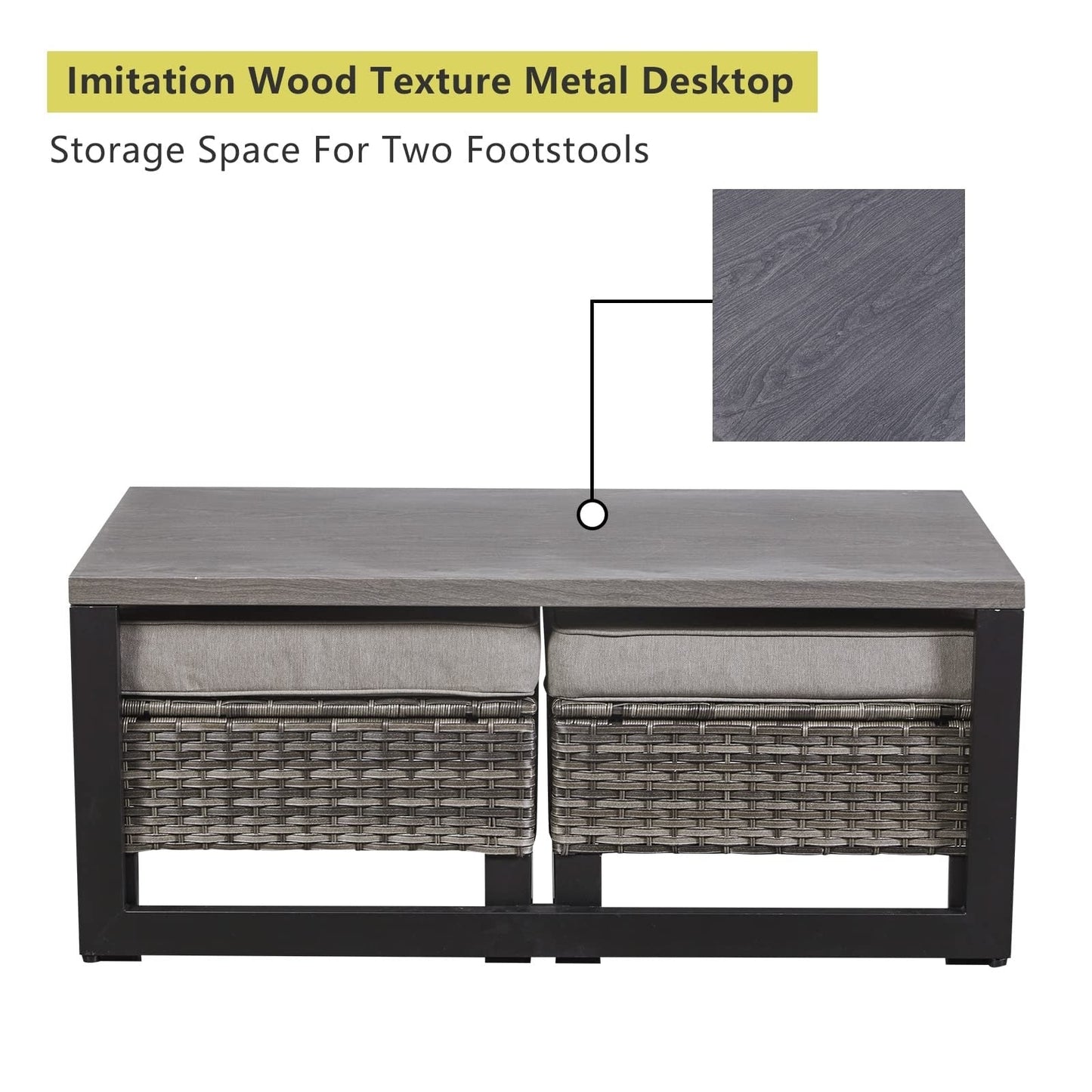 Set di 6 divani da esterno con sedia e pouf