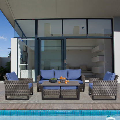 Set di 6 divani da esterno con sedia e pouf