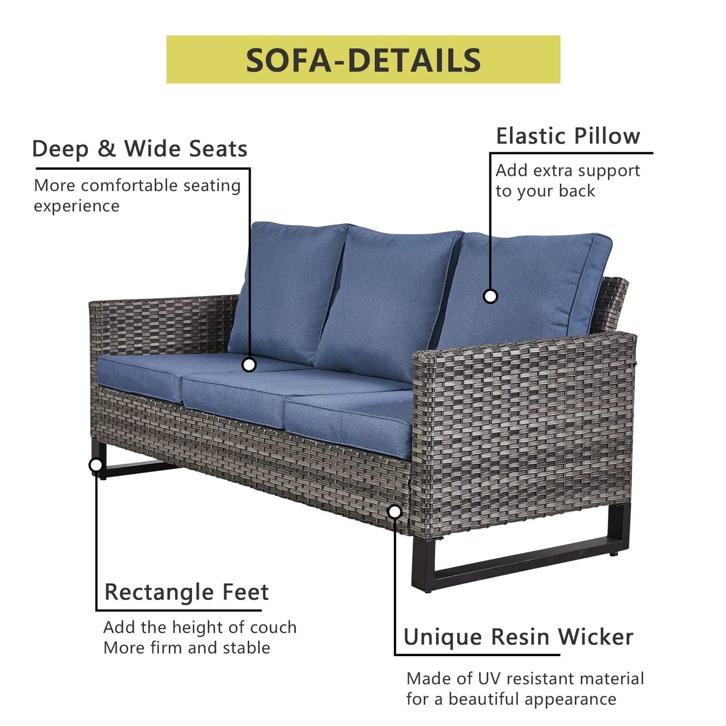 Set di 6 divani da esterno con sedia e pouf