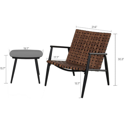 Set di sedie e tavolo Adirondack in vimini e rattan per patio
