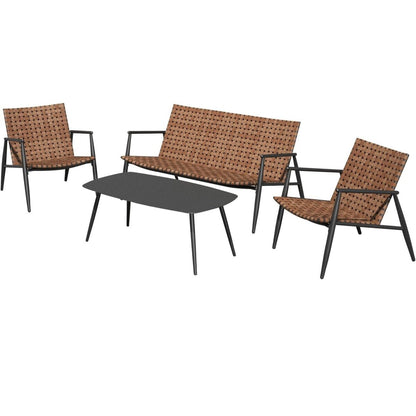 Set di sedie e tavolo Adirondack in vimini e rattan per patio
