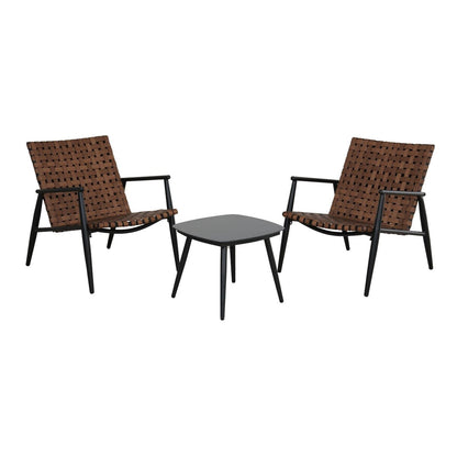 Set di sedie e tavolo Adirondack in vimini e rattan per patio