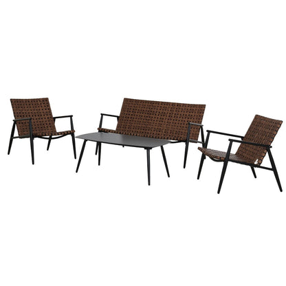 Set di sedie e tavolo Adirondack in vimini e rattan per patio