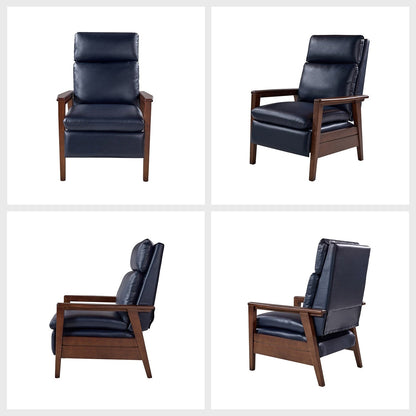 Poltrona reclinabile in legno massello in pelle vegana Patrick Mid-Century di HULALA HOME