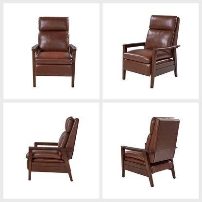 Poltrona reclinabile in legno massello in pelle vegana Patrick Mid-Century di HULALA HOME