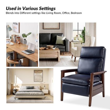 Poltrona reclinabile in legno massello in pelle vegana Patrick Mid-Century di HULALA HOME