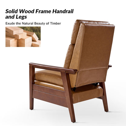 Poltrona reclinabile in legno massello in pelle vegana Patrick Mid-Century di HULALA HOME