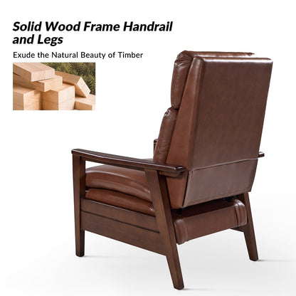 Poltrona reclinabile in legno massello in pelle vegana Patrick Mid-Century di HULALA HOME