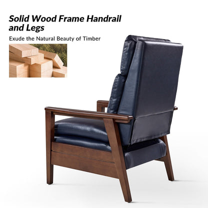 Poltrona reclinabile in legno massello in pelle vegana Patrick Mid-Century di HULALA HOME