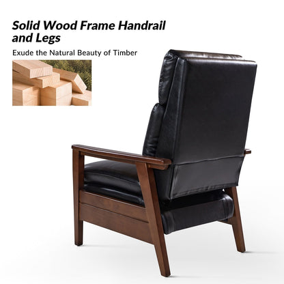 Poltrona reclinabile in legno massello in pelle vegana Patrick Mid-Century di HULALA HOME