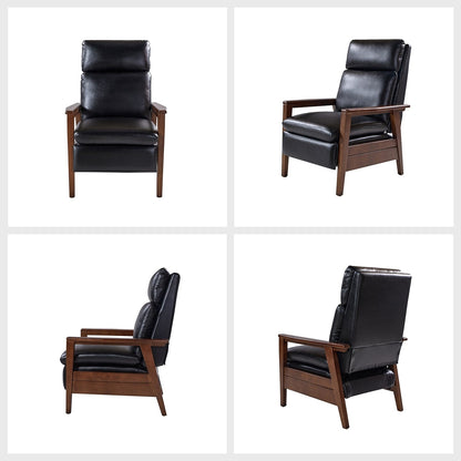 Poltrona reclinabile in legno massello in pelle vegana Patrick Mid-Century di HULALA HOME