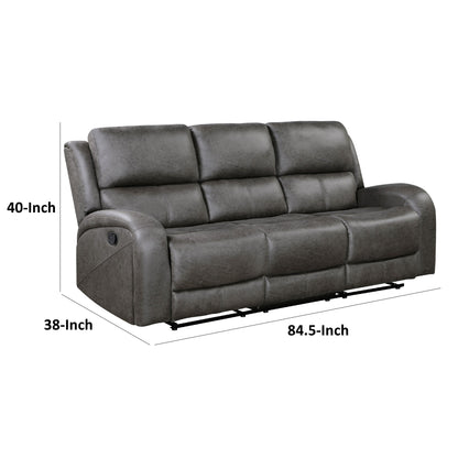 Divano reclinabile manuale Patsy, in microfibra lucida grigia, 85 pollici