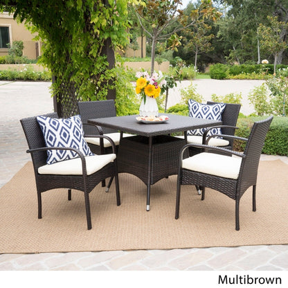 Set da pranzo in vimini da 5 pezzi Patterson Outdoor con cuscini di Christopher Knight Home