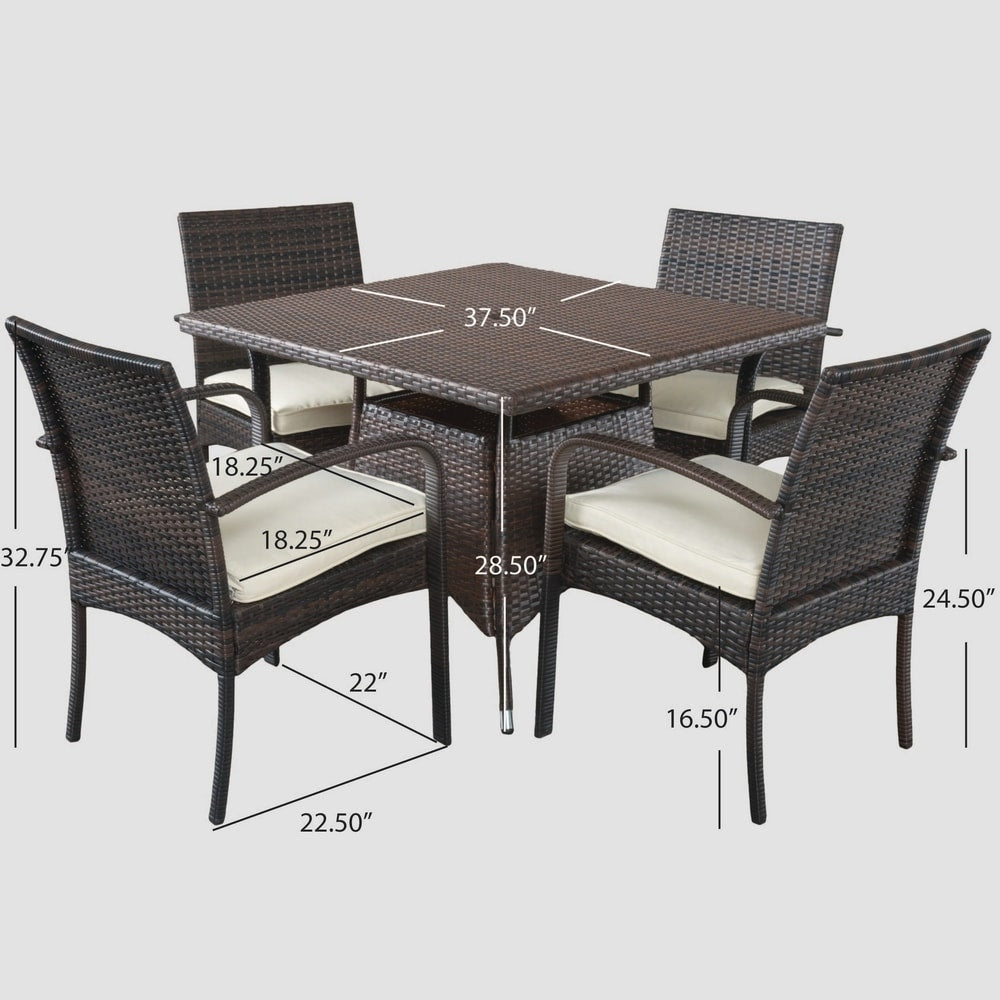 Set da pranzo in vimini da 5 pezzi Patterson Outdoor con cuscini di Christopher Knight Home