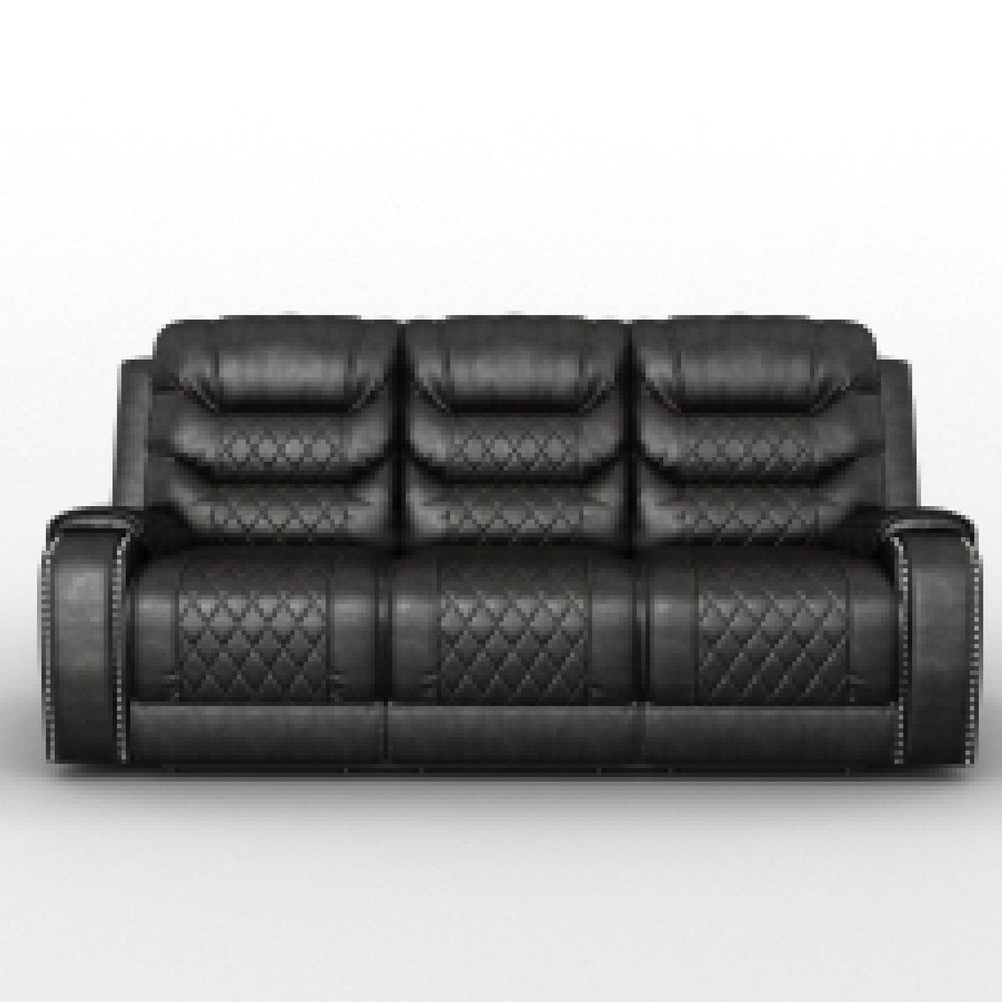 Divano reclinabile Paul Power, 87 pollici, similpelle grigia, tavolo a scomparsa