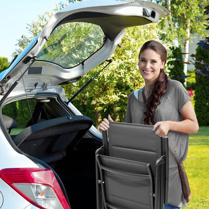 Set da pranzo da giardino da 3/5/7 pezzi, tavolo estensibile in alluminio, sedia pieghevole imbottita regolabile