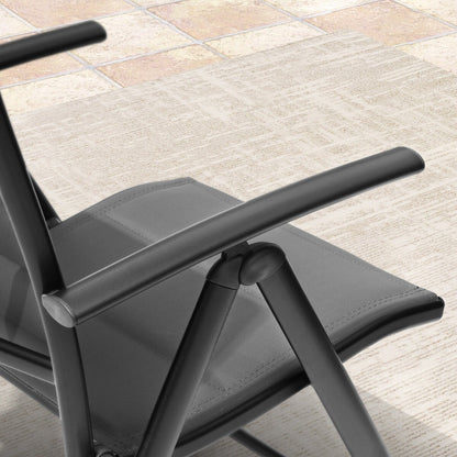 Set da pranzo da giardino da 3/5/7 pezzi, tavolo estensibile in alluminio, sedia pieghevole imbottita regolabile