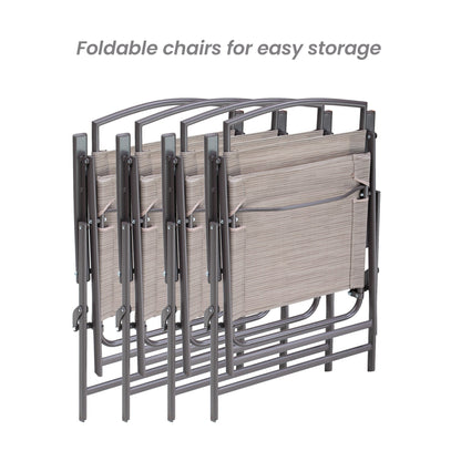 Set da pranzo da esterno Pellebant da 5 pezzi con sedie pieghevoli