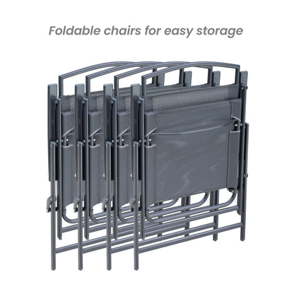 Set da pranzo da esterno Pellebant da 5 pezzi con sedie pieghevoli