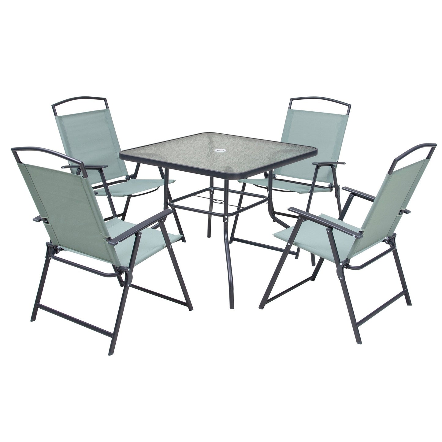 Set da pranzo da esterno Pellebant da 5 pezzi con sedie pieghevoli