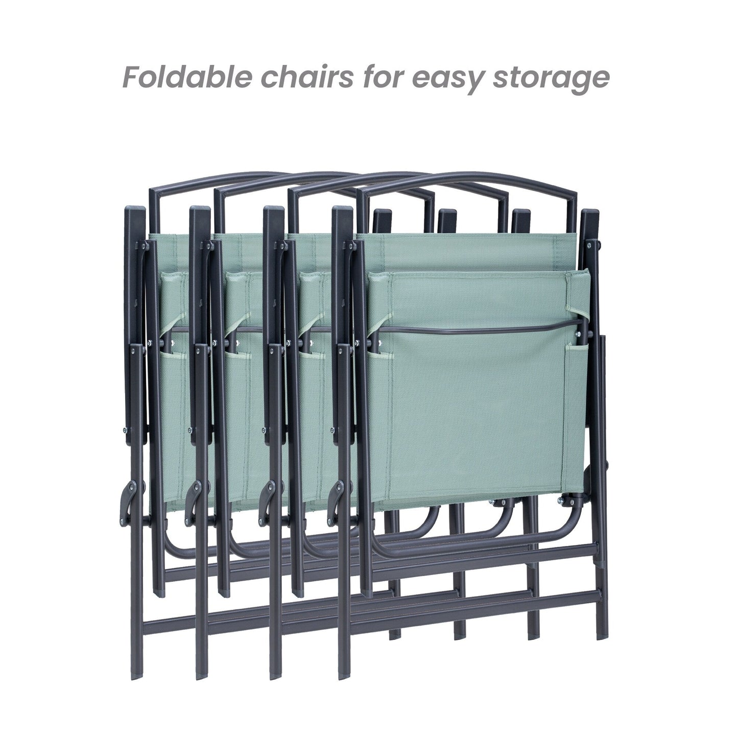 Set da pranzo da esterno Pellebant da 5 pezzi con sedie pieghevoli