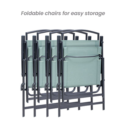 Set da pranzo da esterno Pellebant da 5 pezzi con sedie pieghevoli