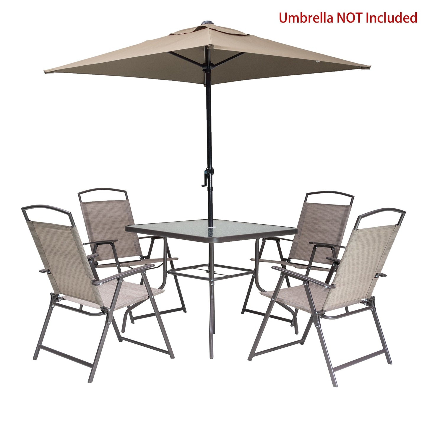 Set da pranzo da esterno Pellebant da 5 pezzi con sedie pieghevoli