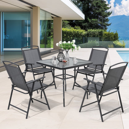 Set da pranzo da esterno Pellebant da 5 pezzi con sedie pieghevoli