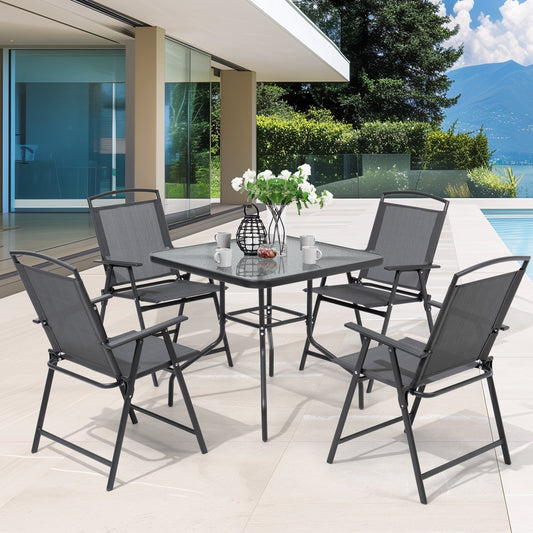 Set da pranzo da esterno Pellebant da 5 pezzi con sedie pieghevoli