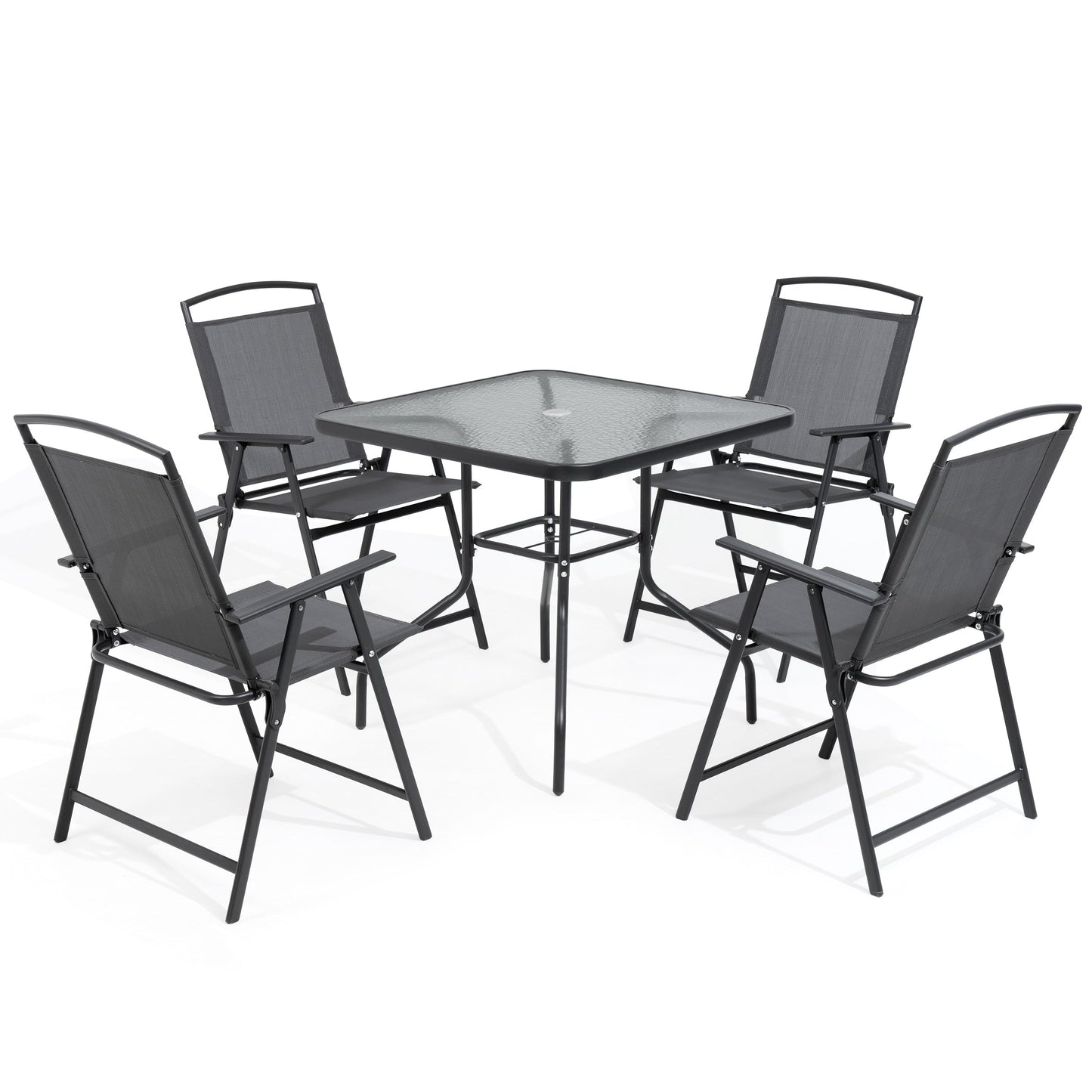 Set da pranzo da esterno Pellebant da 5 pezzi con sedie pieghevoli