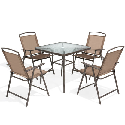 Set da pranzo da esterno Pellebant da 5 pezzi con sedie pieghevoli