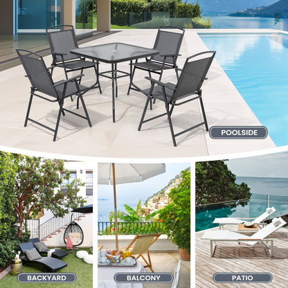 Set da pranzo da esterno Pellebant da 5 pezzi con sedie pieghevoli