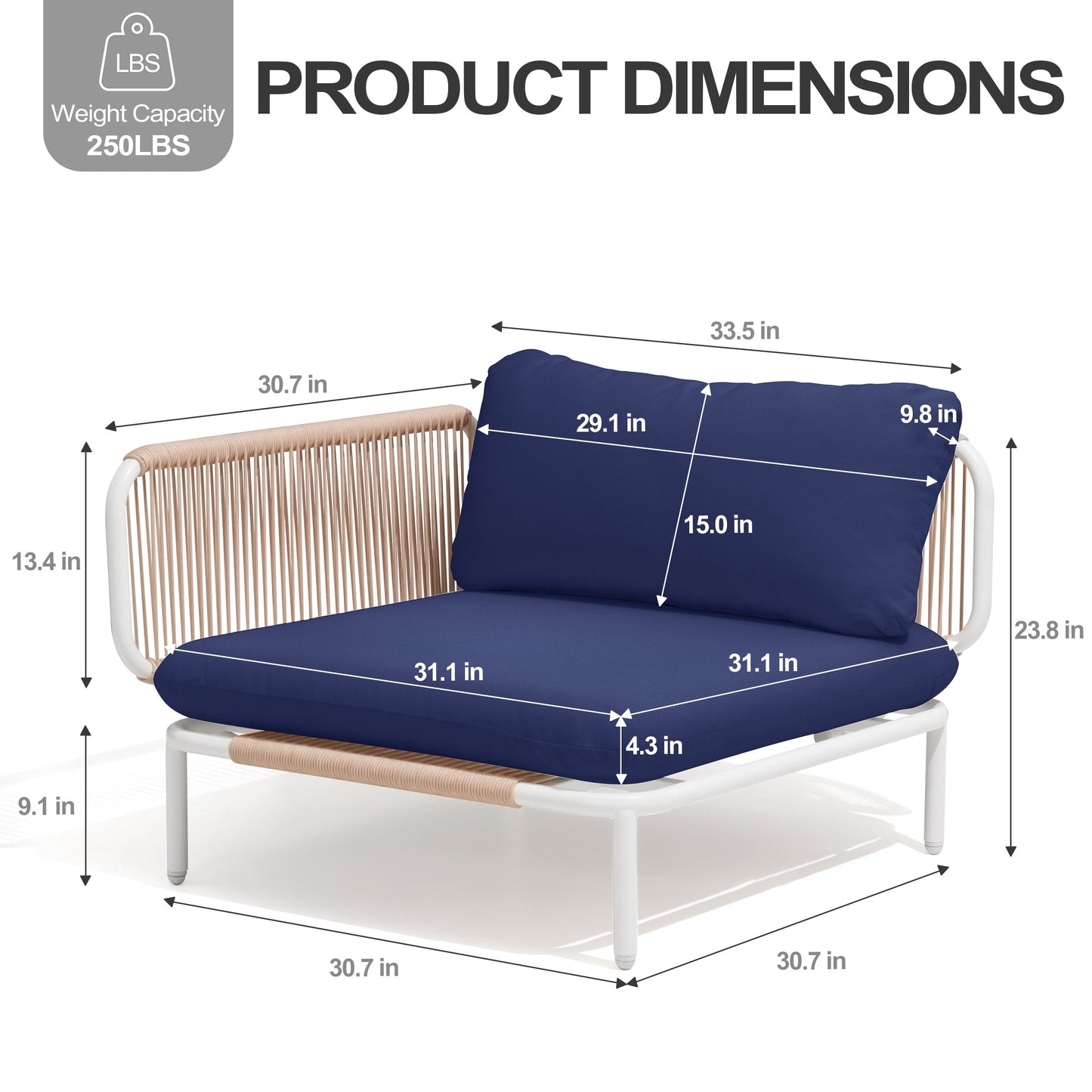 Divano componibile da esterno Pellebant, set di sedute da conversazione per patio