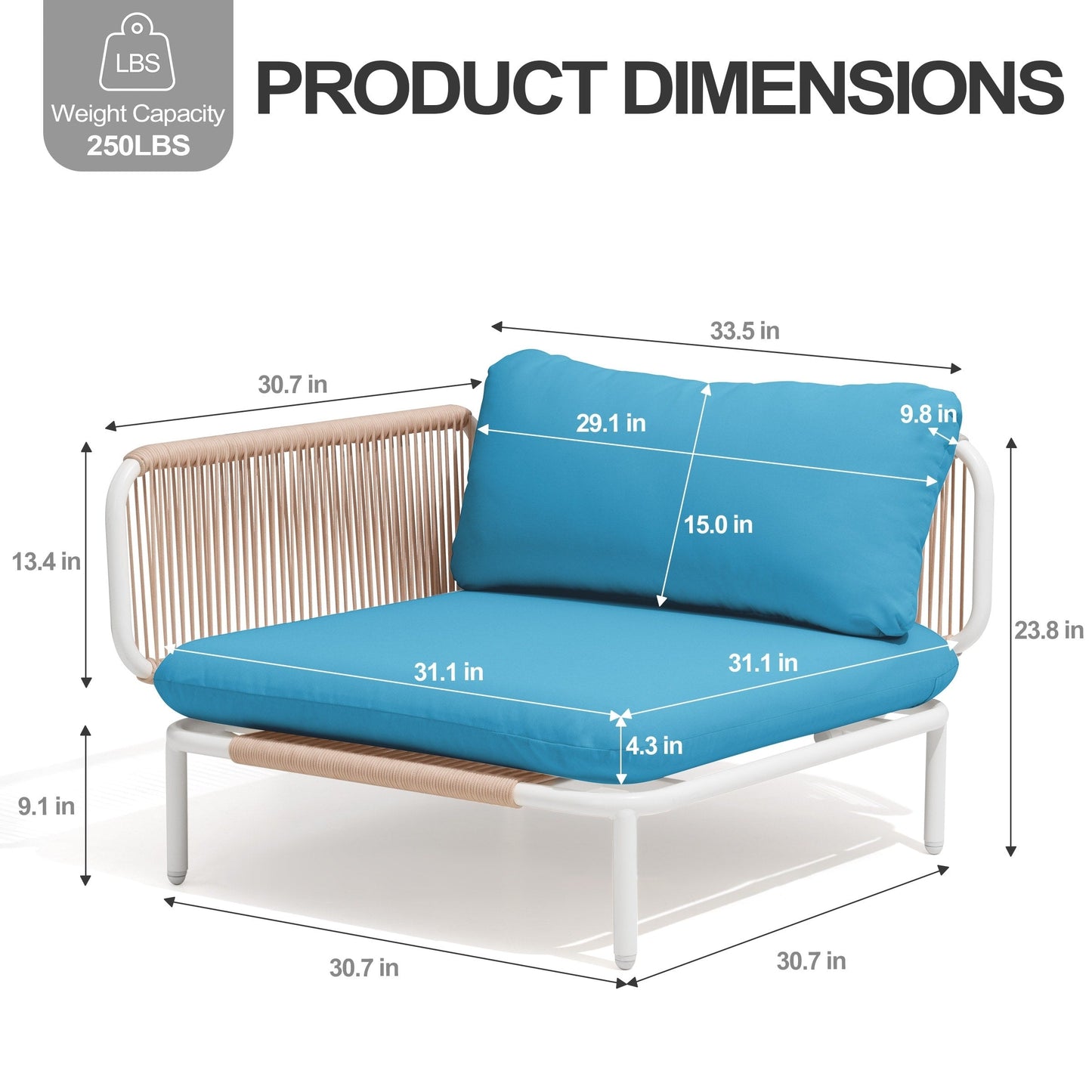 Divano componibile da esterno Pellebant, set di sedute da conversazione per patio