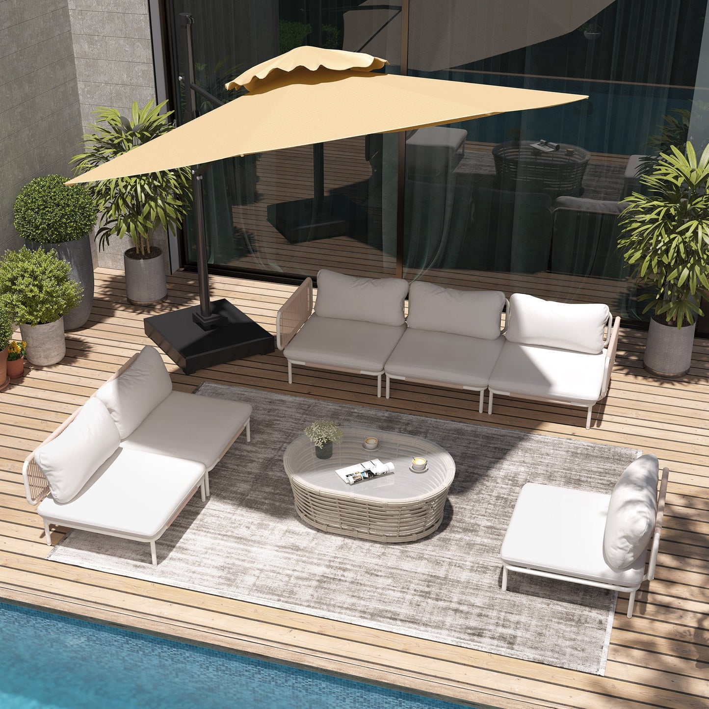 Divano componibile da esterno Pellebant, set di sedute da conversazione per patio