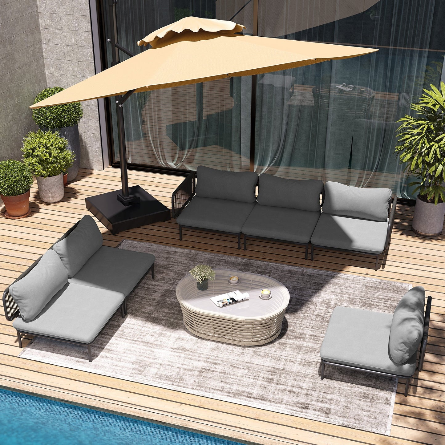 Divano componibile da esterno Pellebant, set di sedute da conversazione per patio