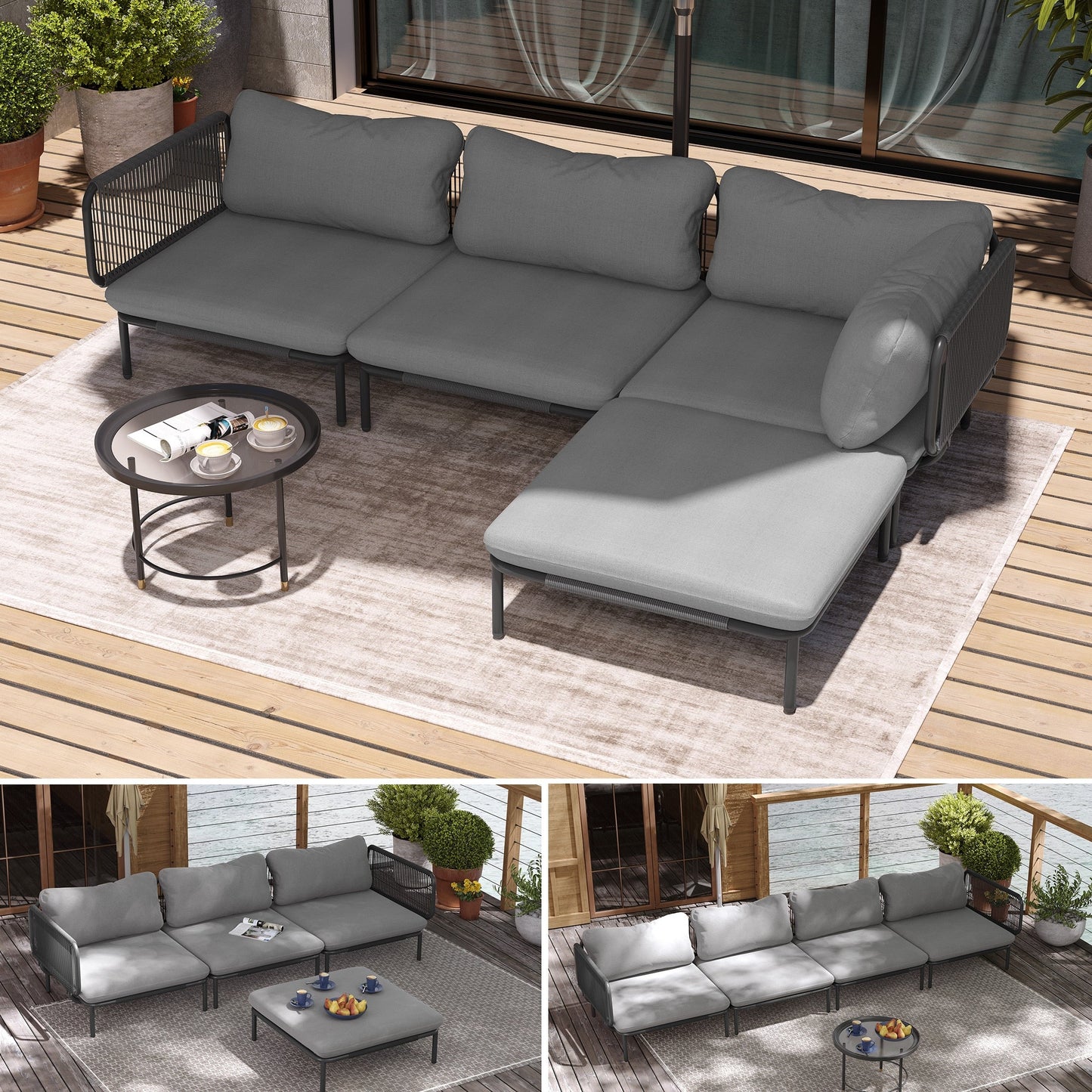 Divano componibile da esterno Pellebant, set di sedute da conversazione per patio