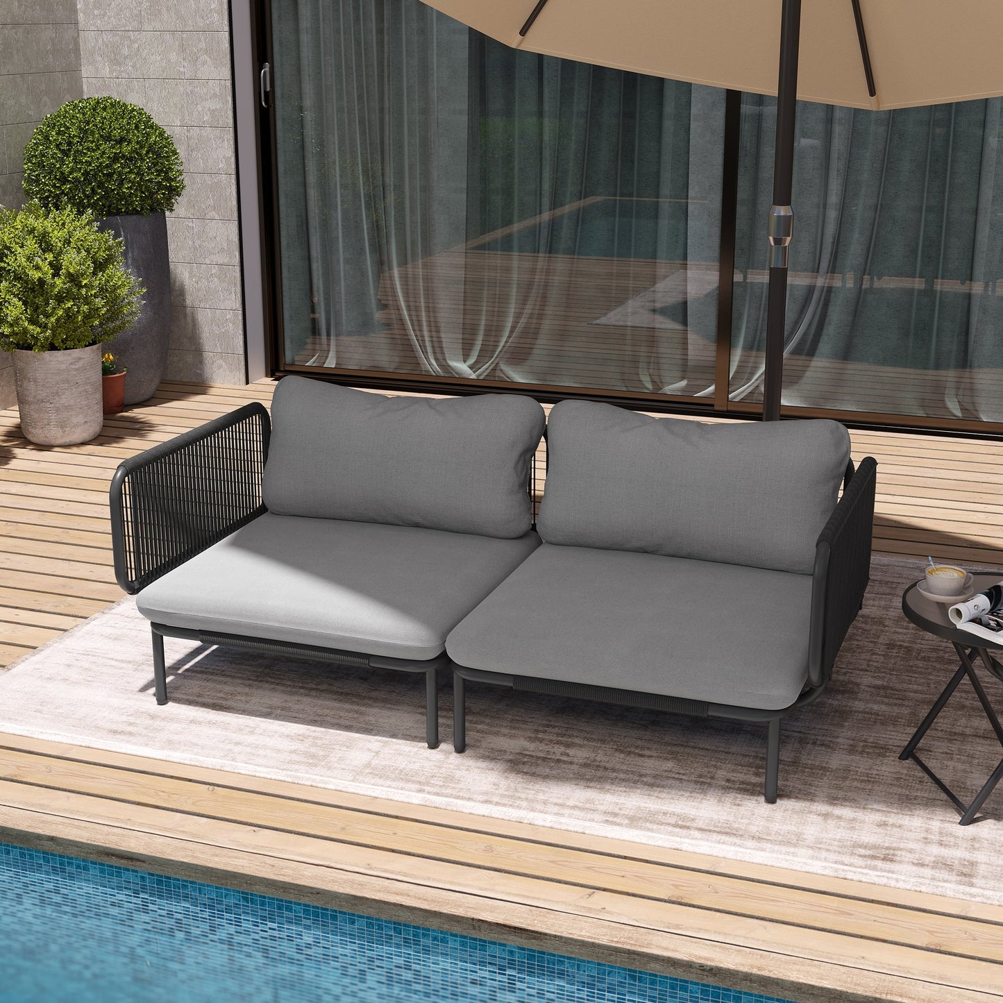 Divano componibile da esterno Pellebant, set di sedute da conversazione per patio