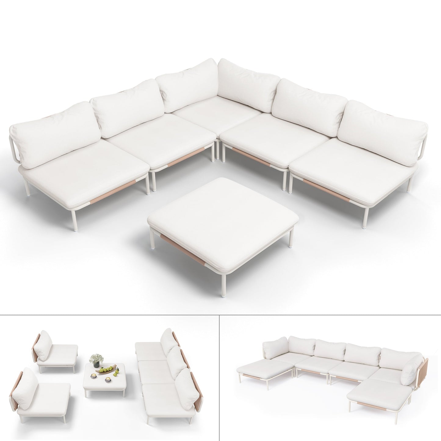 Divano componibile da esterno Pellebant, set di sedute da conversazione per patio