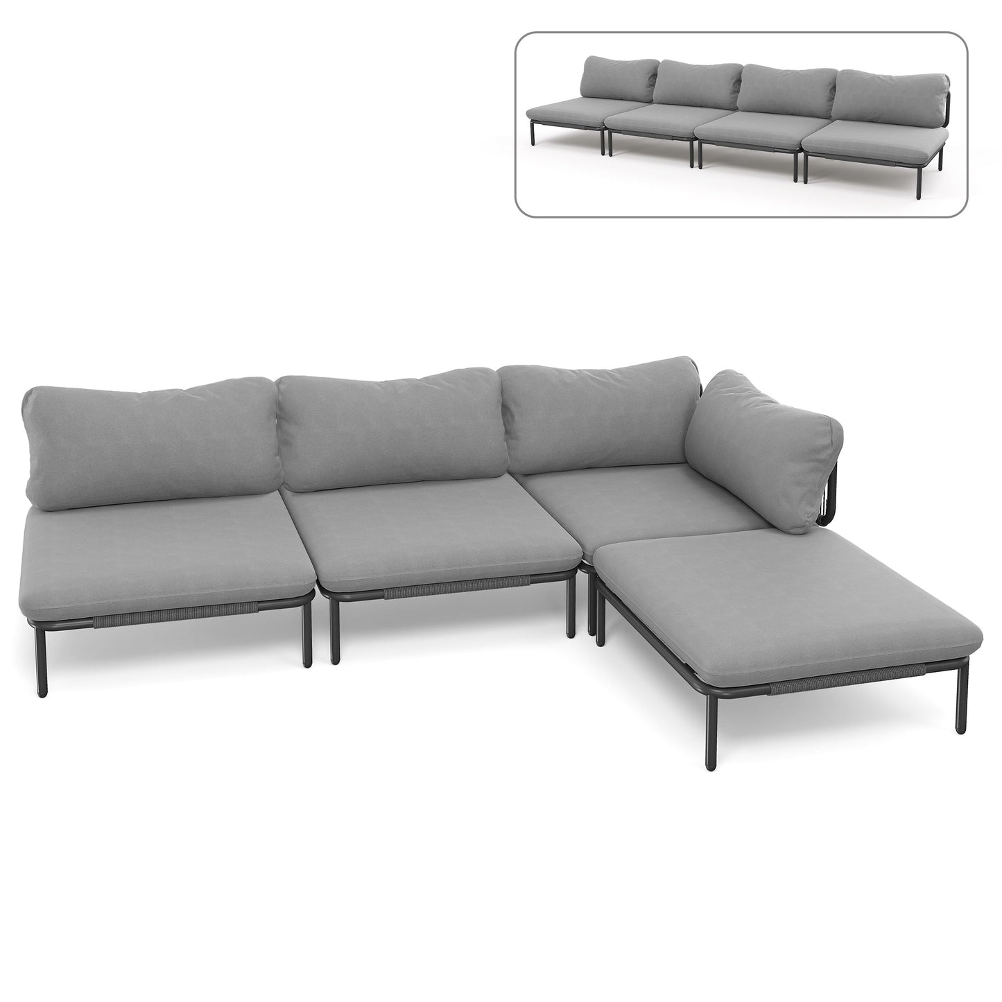 Divano componibile da esterno Pellebant, set di sedute da conversazione per patio