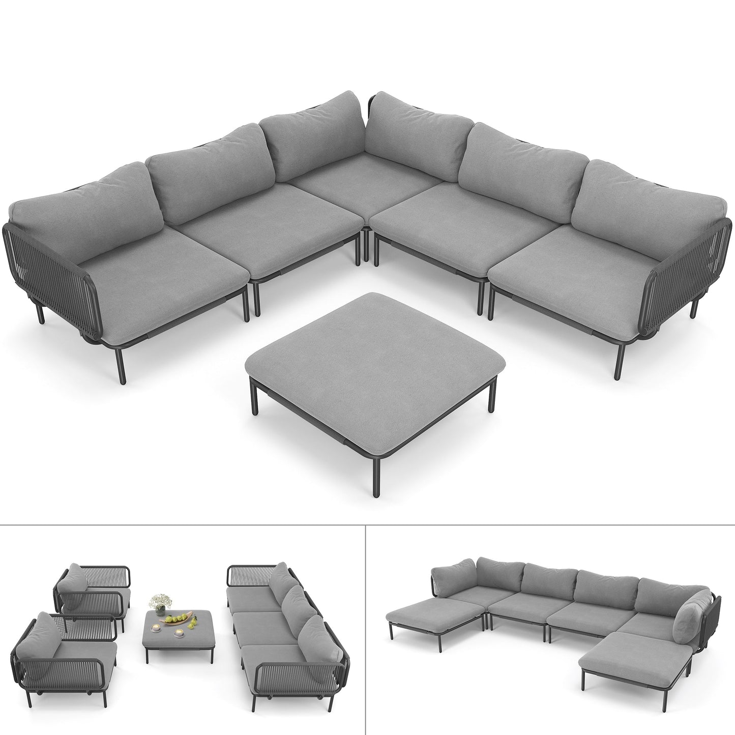 Divano componibile da esterno Pellebant, set di sedute da conversazione per patio