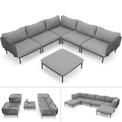 Divano componibile da esterno Pellebant, set di sedute da conversazione per patio