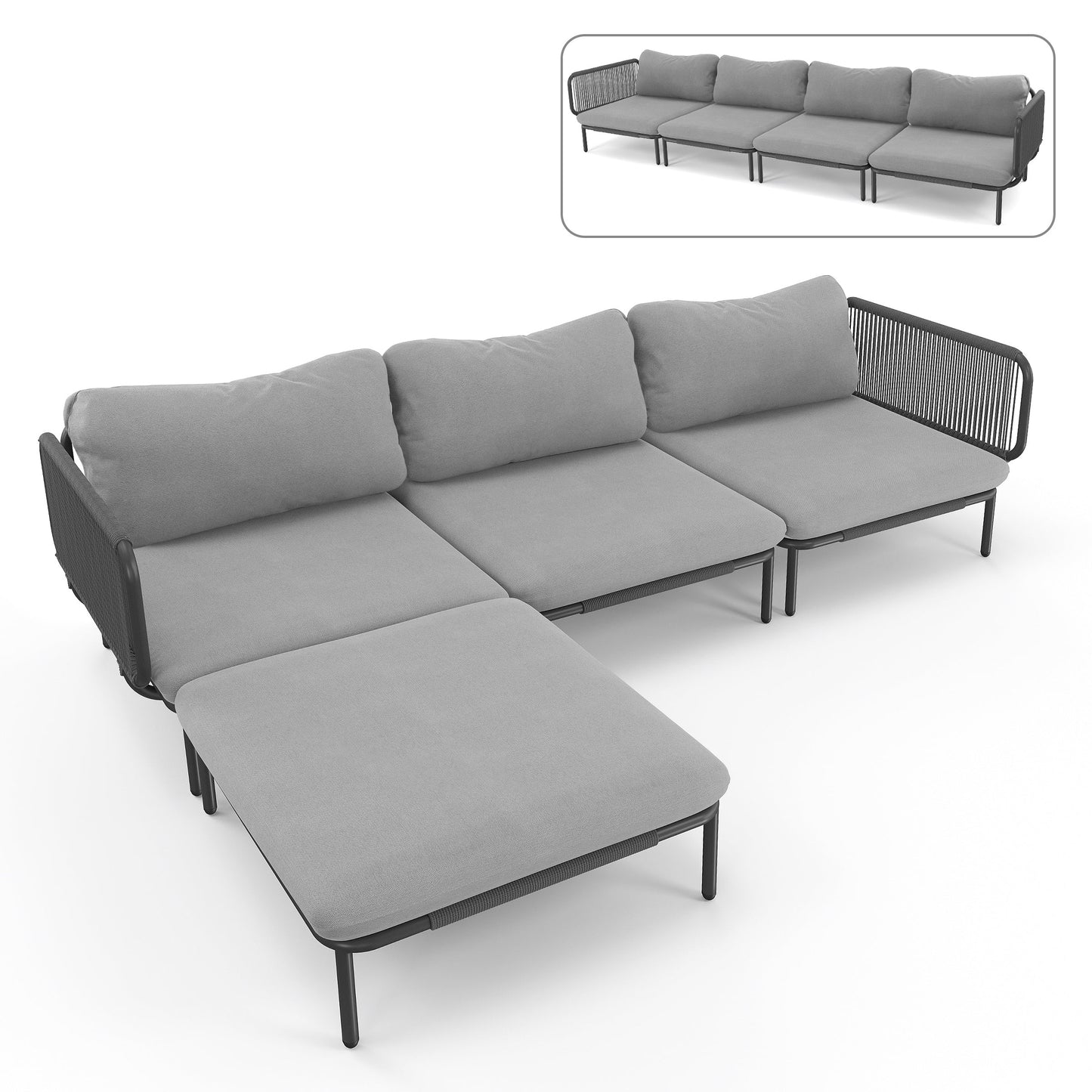 Divano componibile da esterno Pellebant, set di sedute da conversazione per patio