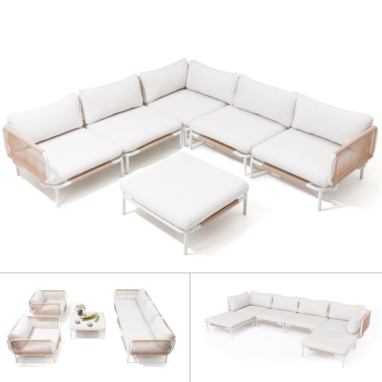 Divano componibile da esterno Pellebant, set di sedute da conversazione per patio