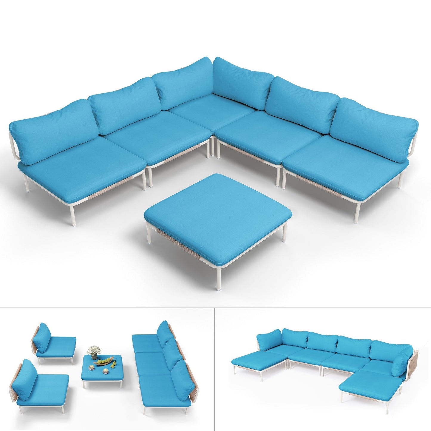 Divano componibile da esterno Pellebant, set di sedute da conversazione per patio