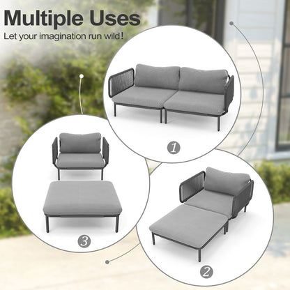 Divano componibile da esterno Pellebant, set di sedute da conversazione per patio
